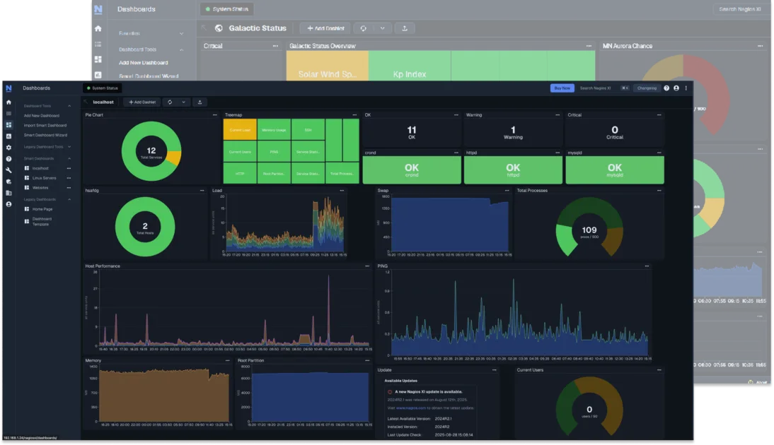 Nagios Core vs. Nagios XI smart dashboards