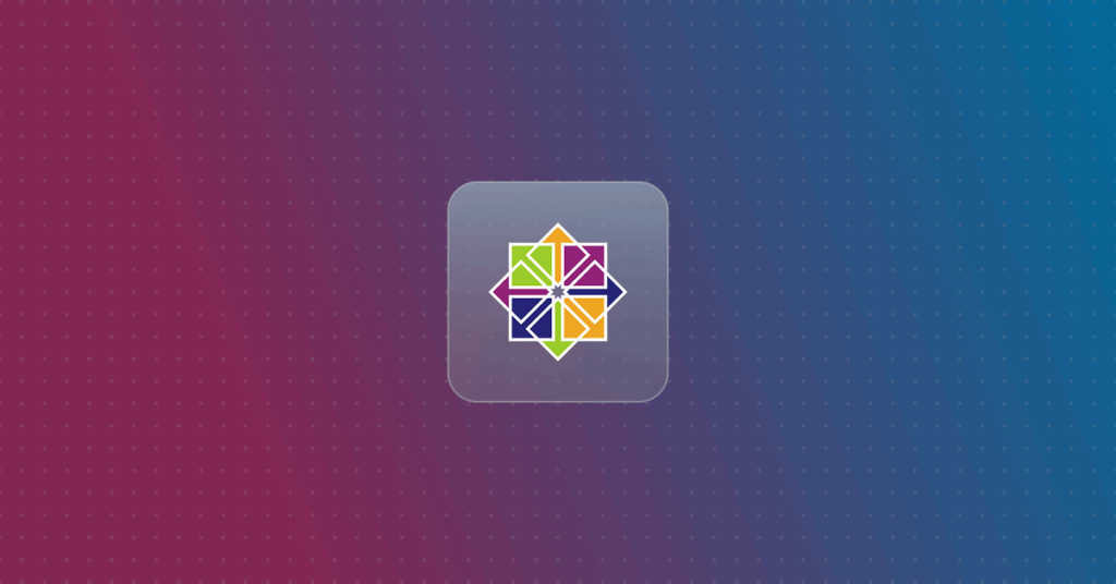 CentOS logo on a colorful background