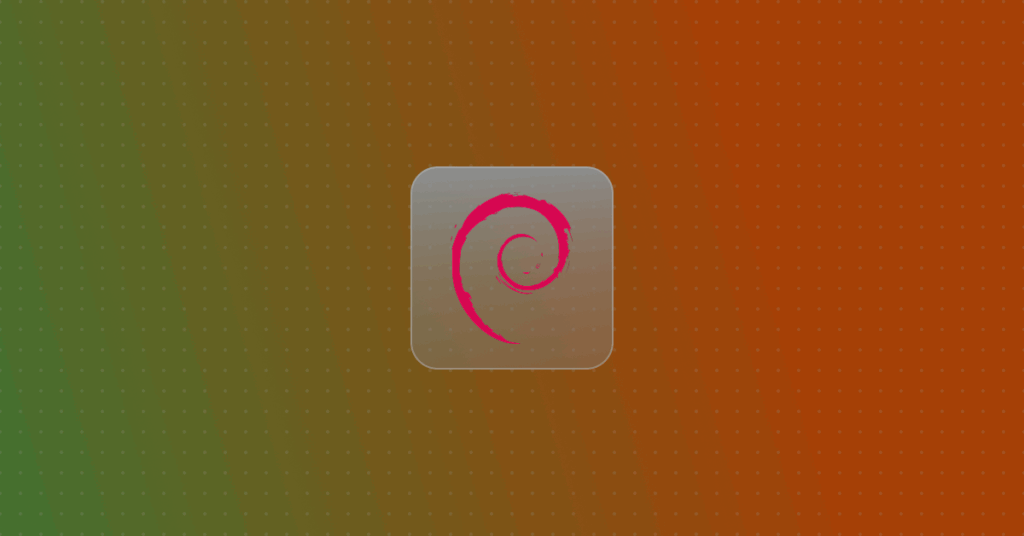 Debian logo on a colorful background