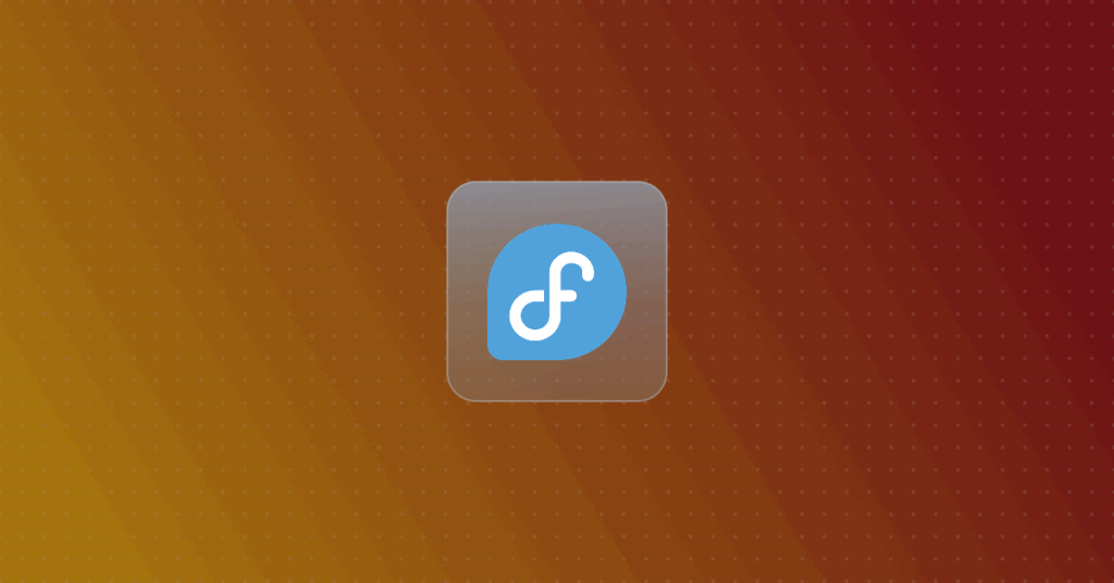 Fedora logo on a colorful background