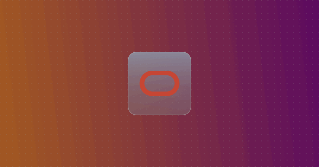 Oracle logo on a colorful background