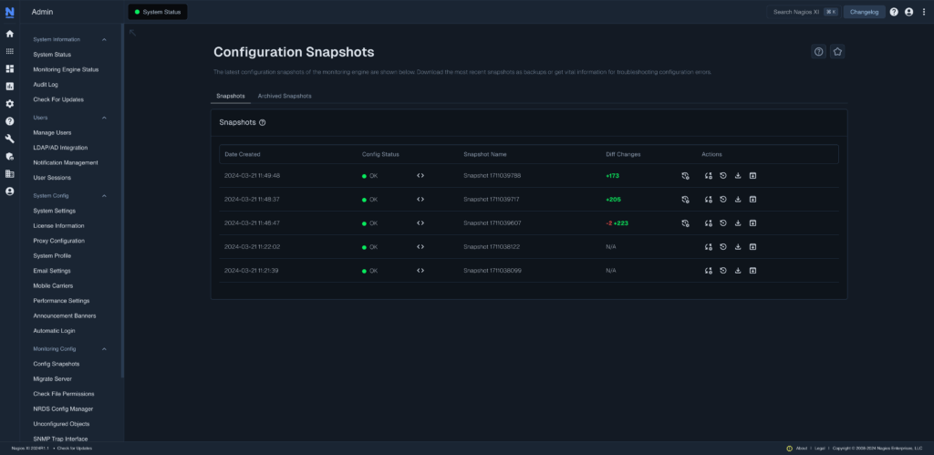 configuration snapshots
