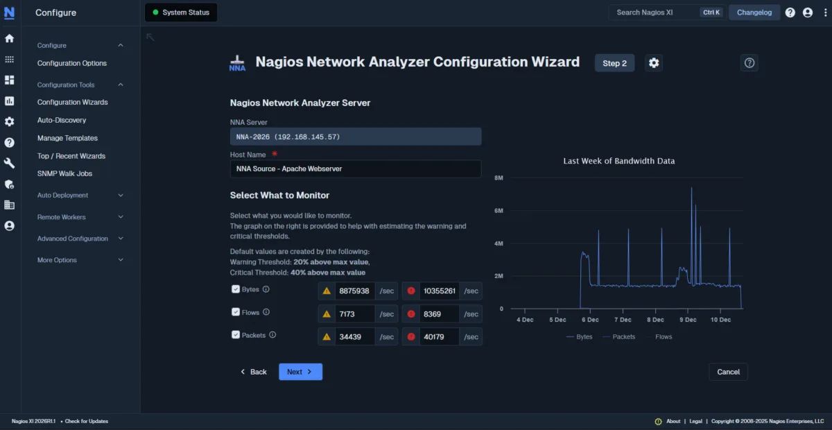 Nagios Network Analyzer Configuration Wizard in Nagios XI
